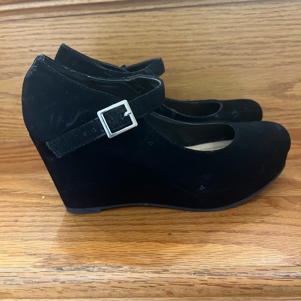 Ynot Girls Black Wedge Shoes